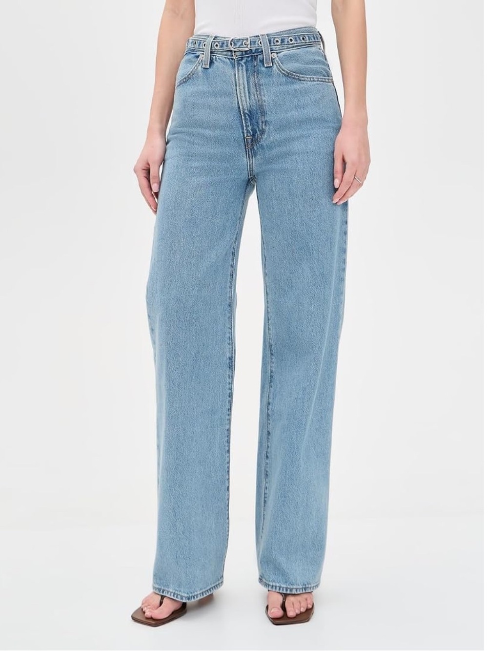 Levi's Womens Ribcage Wide Leg Belted Jeans